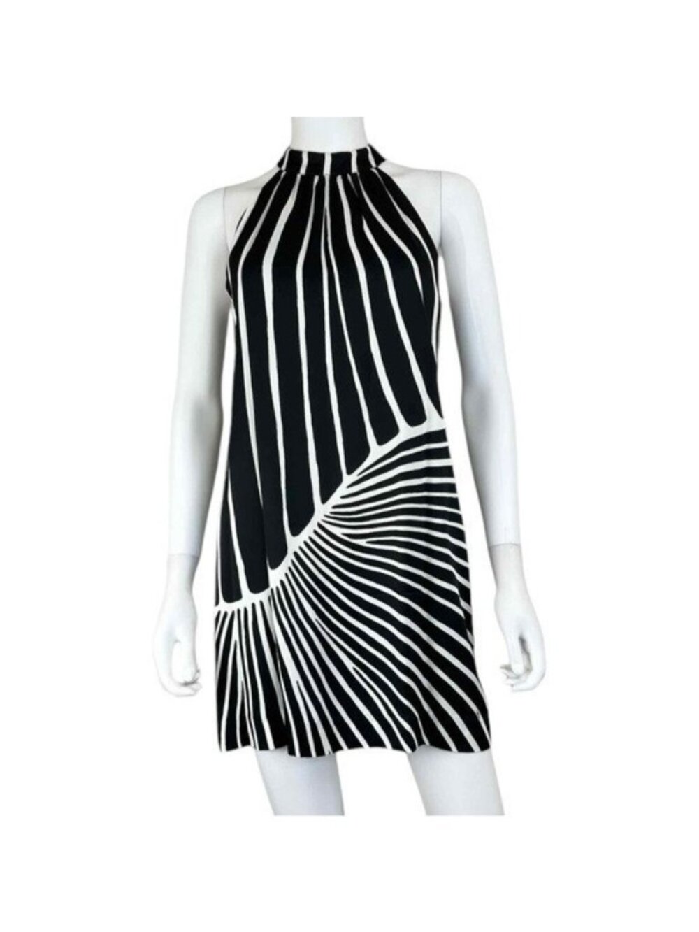 Trina Turk Black and White Halter Dress Size 2 M0534